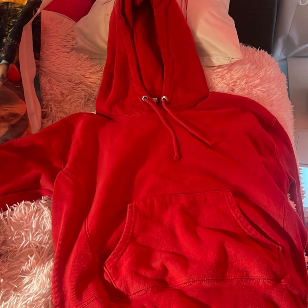 Red champion hoodie